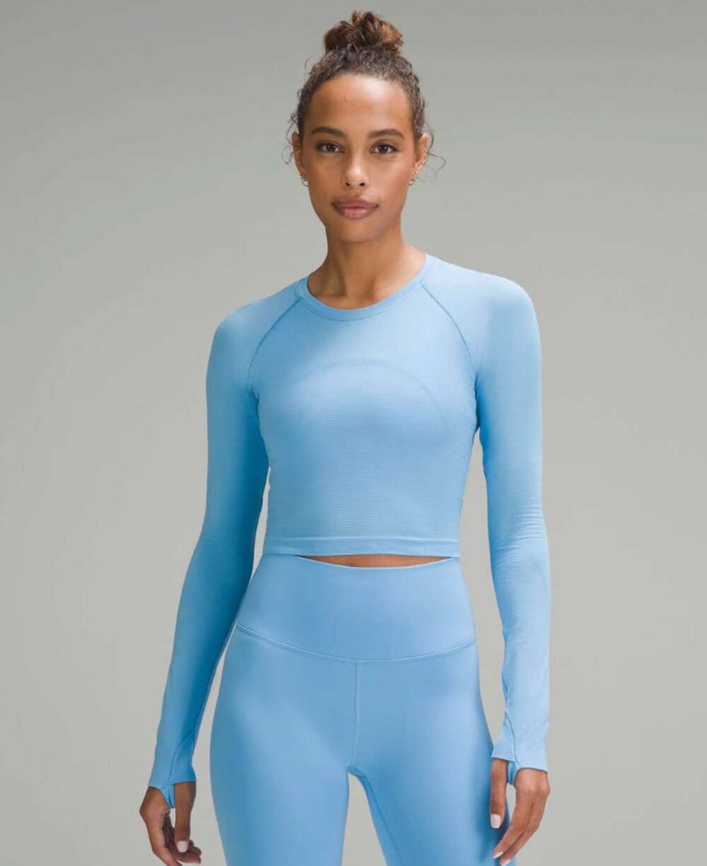 Lululemon Swiftly Tech Cropped Long-Sleeve Shirt 2.0 Aero Blue Size 4